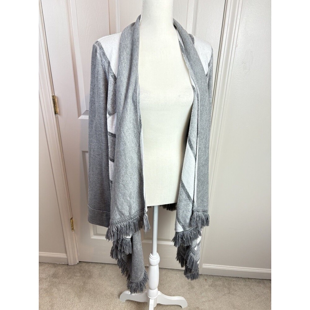 Anthropologie XL Cardigan Grey Fringe Sweater Extra Large -465
